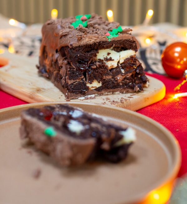 Black forest layered Brownie loaf