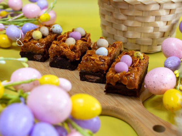 Our special Caramel Nest Brownie Slices a perfect Easter gift for you or someone lucky.